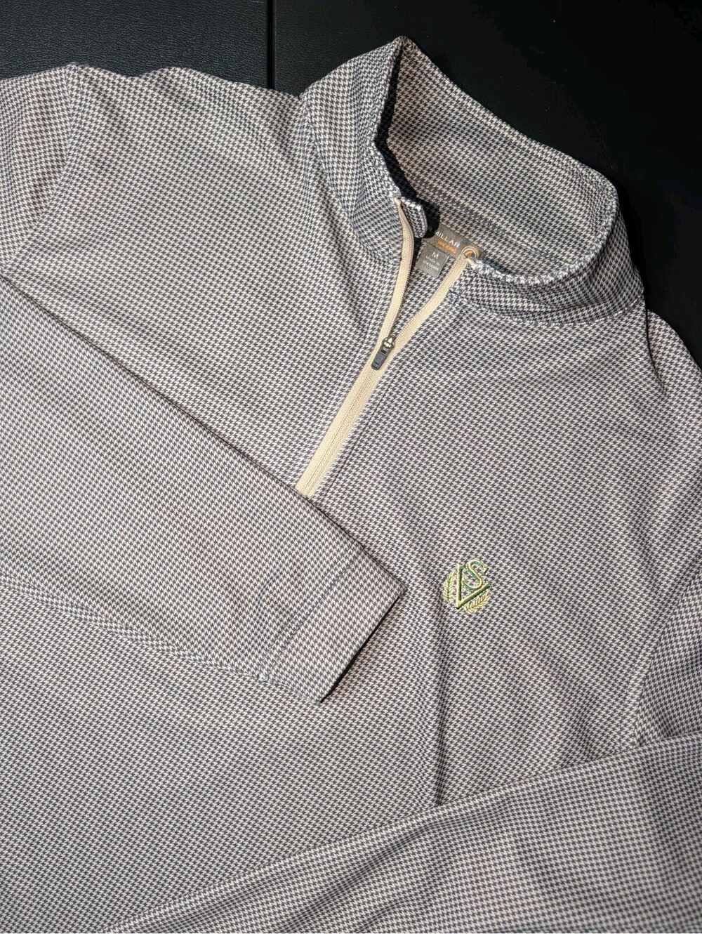 Peter Millar Golf Wicking Performance Houndstooth Brown Medium Sage Valley